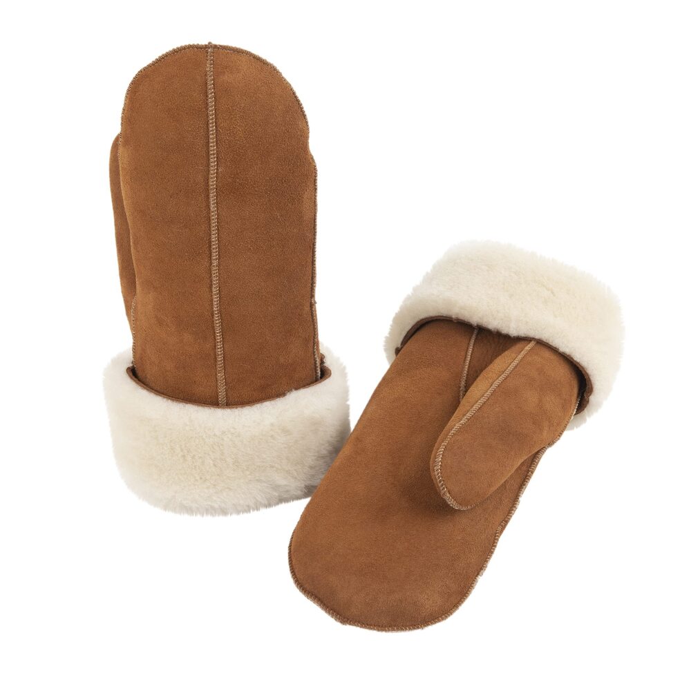 3158 Womens Leather Mittens (cognac